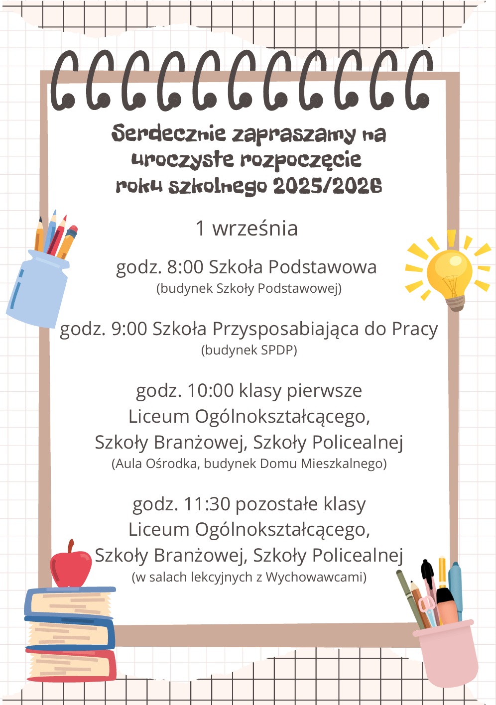 Rozpoczęcie Roku Szkolnego. Plakat