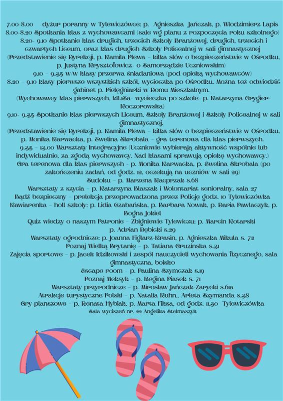 Dzień Integracji. Harmonogram.